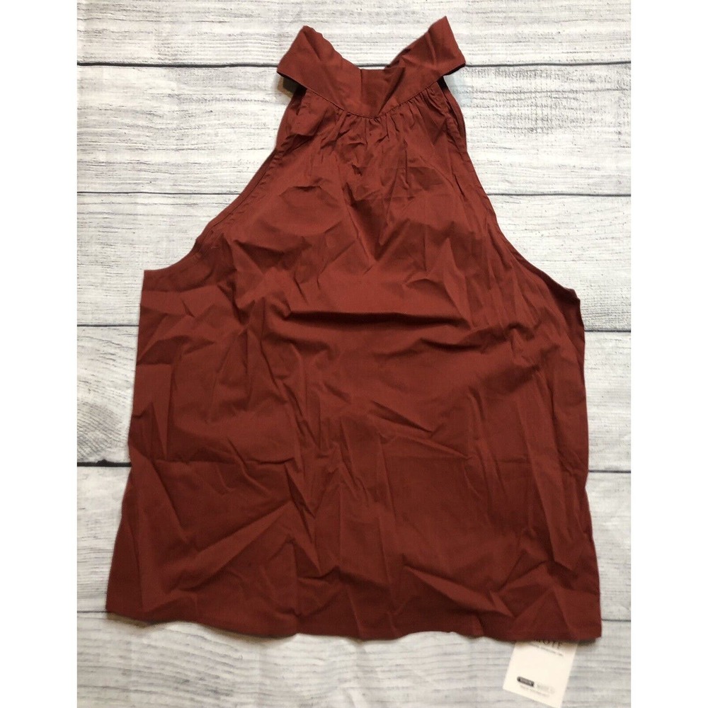 Motf Shein Women’s Dark Orange Tank Top High Neck Blouse Large R6